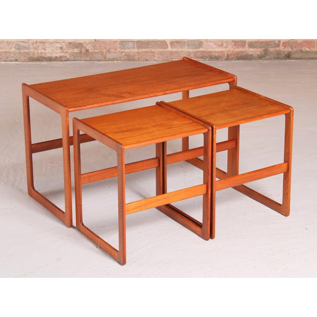 Mid-Century Modern Danish Teak Nesting Tables by Arne Hovmand Olsen for Mogens Kold, 1960s, Set of 3 For Sale - Image 6 of 12