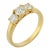 Vintage 1 Carat Round Brilliant Cut Diamond 14k Yellow Gold Three Stone Ring, Size 6.75 For Sale