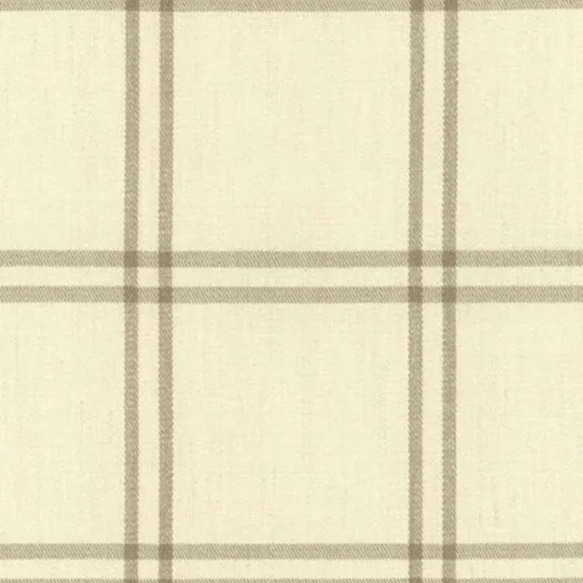 Schumacher Luberon Plaid Fabric in Greige For Sale