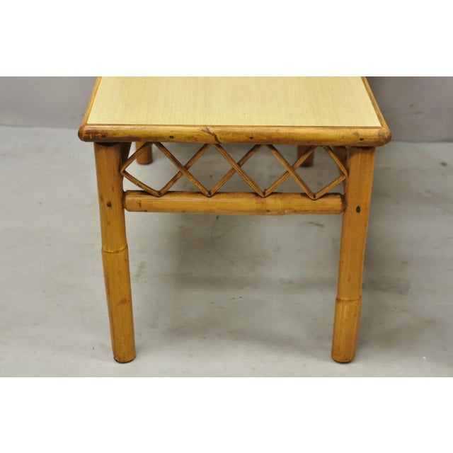 Vintage Tiki Rattan Mid Century Bamboo Step Up End Tables - a Pair For Sale - Image 4 of 11