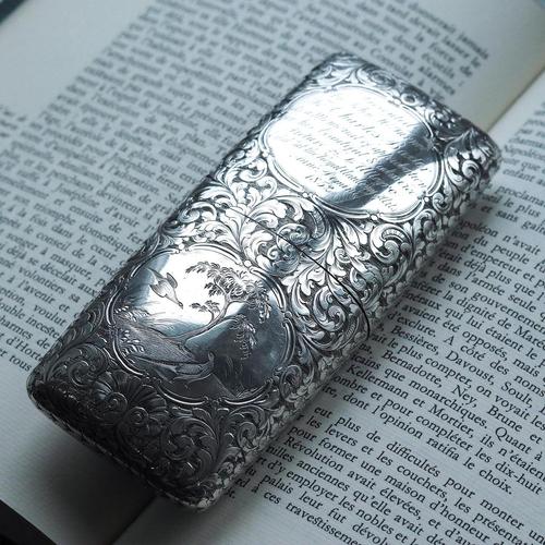 and Details We are delighted to offer this exemplary Victorian solid silver cigar/cheroot case made by Nathaniel Mills,...