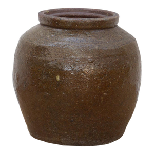 Antique Brown Glazed Storage Jar