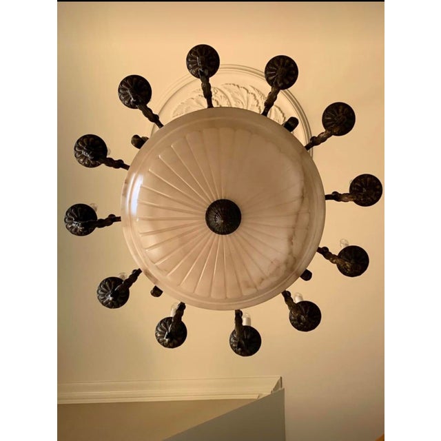 Contemporary 12 Arm 15 Light, Large Alabaster Chandelier For Sale In Atlanta - Image 6 of 9