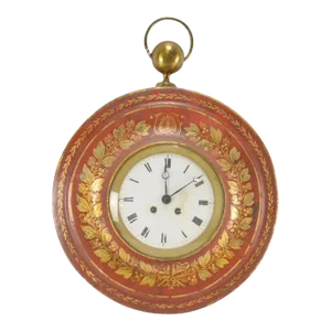 Antique French Empire Charles X Tole Cartel Wall Clock - Early 19th Century
