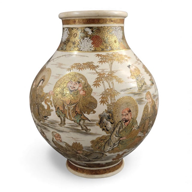 Museum-Scale Kyoto Satsuma Vase by Seiko-en Chokei For Sale - Image 5 of 18