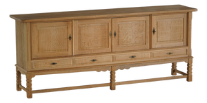 Mid-Century Modern Brutalist Sideboard in Oak by Henning Kjærnulf, 1960s
