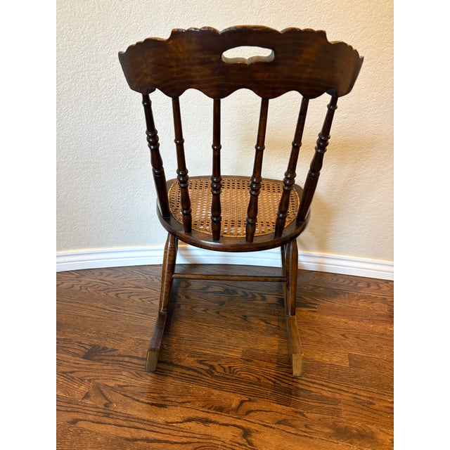 Victorian Antique Victorian Spindle Back Rocking Chair With Woven Cane Seat, Circa 1880–1900 For Sale - Image 3 of 12