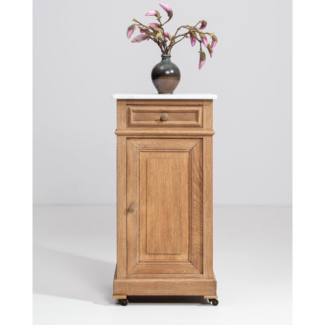 Early 20th Century Oak Marble-Top Side Table On Casters For Sale - Image 9 of 14