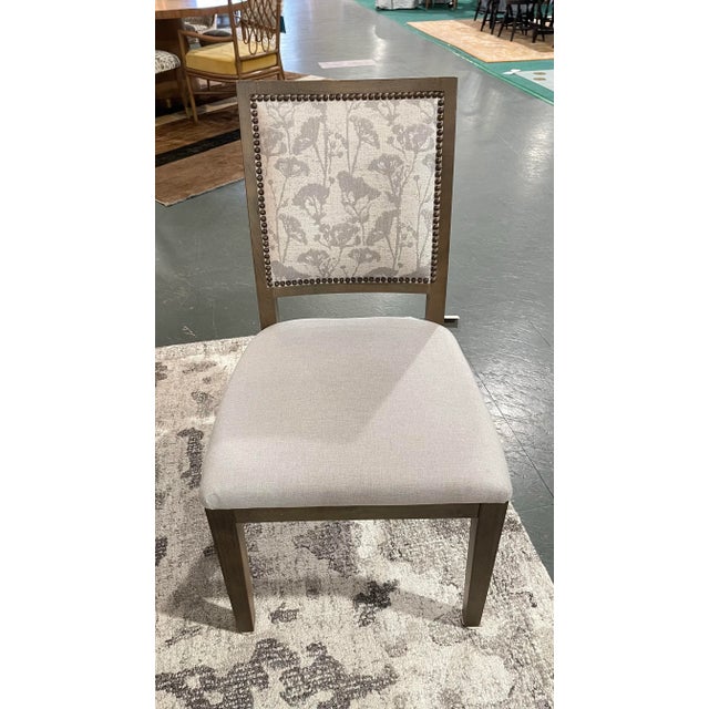 Bassett Furniture Gray Oak Round Pedestal Dining Set With Six Upholstered Chairs For Sale In New York - Image 6 of 8