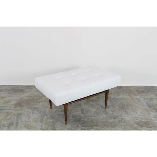 Mid-Century Modern Mid-Century Modern Walnut & Chenille Ottoman For Sale - Image 3 of 9