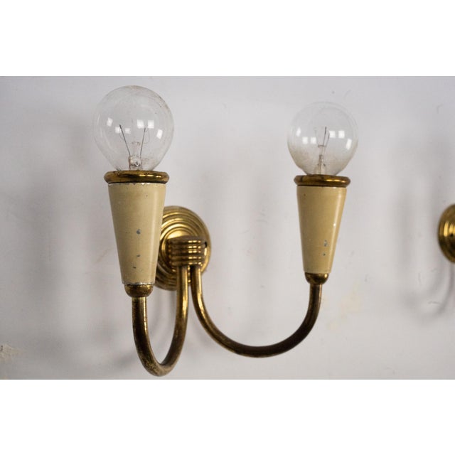 Mid-Century Modern Italian Sconces in Lacquer and Brass, 1960s, Set of 4 For Sale - Image 12 of 15