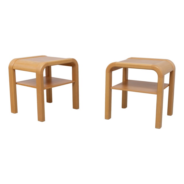Danish Bedside Tables in Beech by Villy Nørgaard, 1980s, Set of 2 For Sale