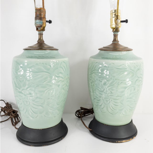 1970s Japanese Asian Celadon Green Table Lamps Chairish