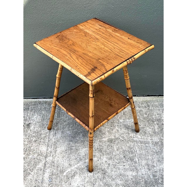 Tan Vintage Bamboo Side Table For Sale - Image 8 of 12