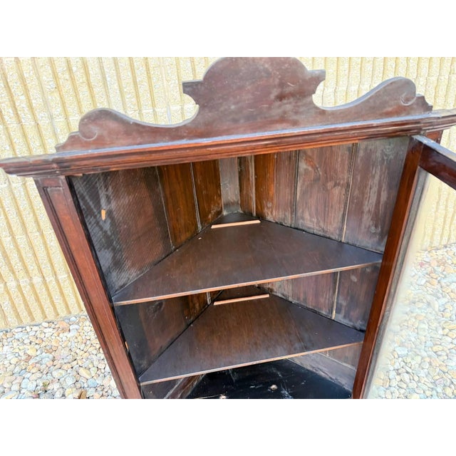 Antique Georgian Syle Single Door Hanging Corner Cabinet For Sale - Image 10 of 18