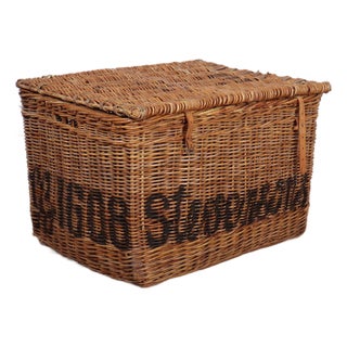 English Wicker Log Basket, 1890s For Sale