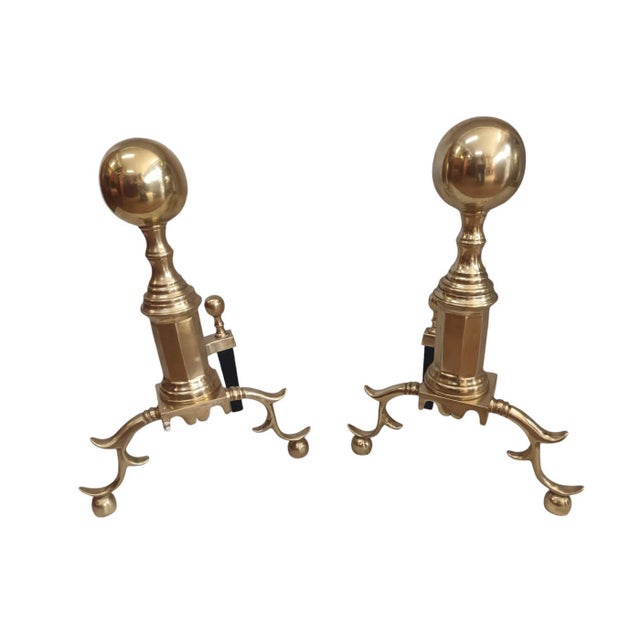 Antique Brass Fire Dogs, Set of 2 For Sale - Image 14 of 14