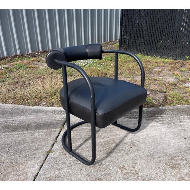 Ralph Lauren "City Modern Armchair" Bauhaus Style Tubular Leather Chair