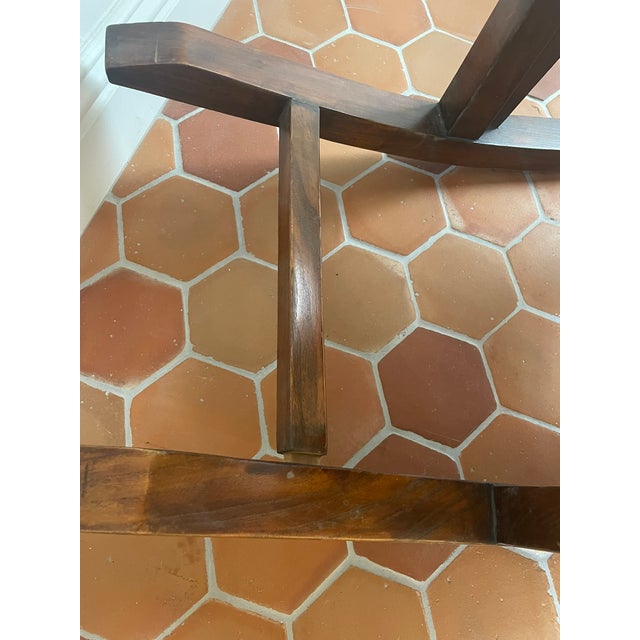 Mid 20th Century Chinese Hardwood Yoke-Back Rocking Chair With Cane Seat For Sale In San Francisco - Image 6 of 6