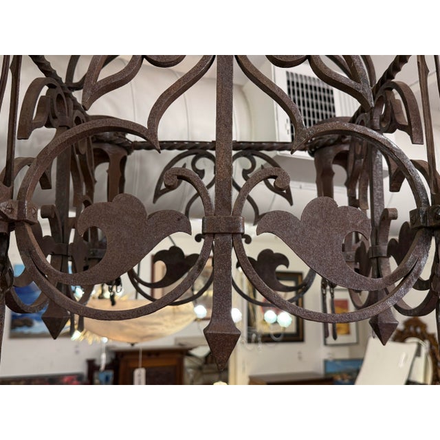 Gothic Wrought Iron Chandelier, 19th Century For Sale - Image 9 of 12