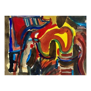 Edward Avedisian, Mod Abstract Expressionist Modernist Edward Avedisian Color Field Art Gouache, c. 1979-1980's For Sale