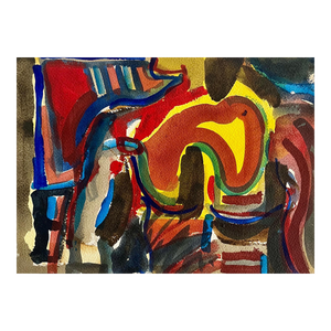 Edward Avedisian, Mod Abstract Expressionist Modernist Edward Avedisian Color Field Art Gouache, c. 1979-1980's