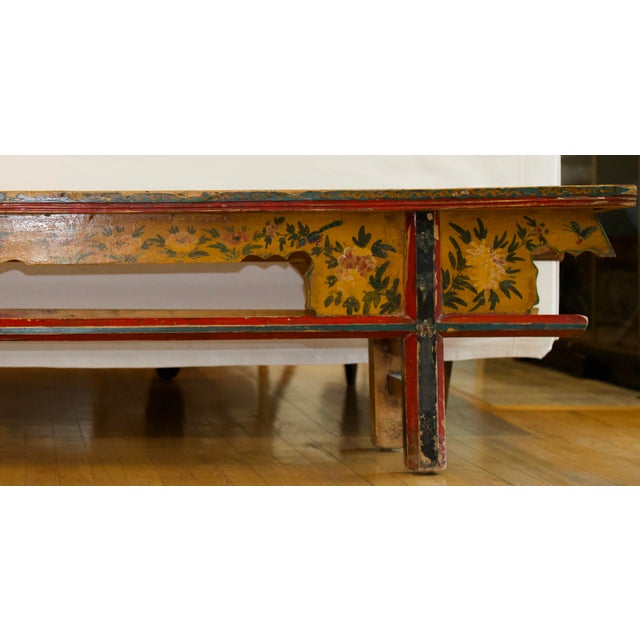 Antique Chinese Hand-Painted Elm Bench For Sale - Image 4 of 10