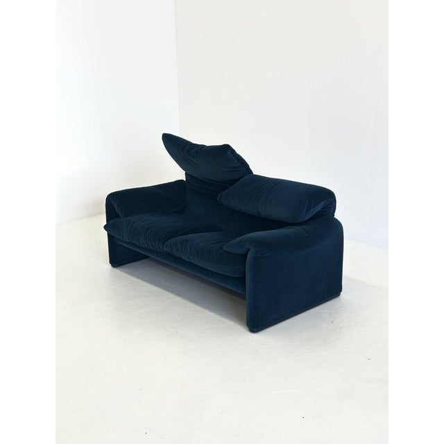 Blue Green Cassina Maralunga Sofa by Vico Magistretti, 1990s For Sale - Image 10 of 13