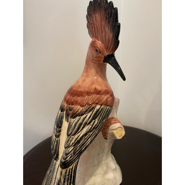 Eximious Italian Mid 20th Century Pair Porcelain Hoopoe Birds For Sale - Image 4 of 14