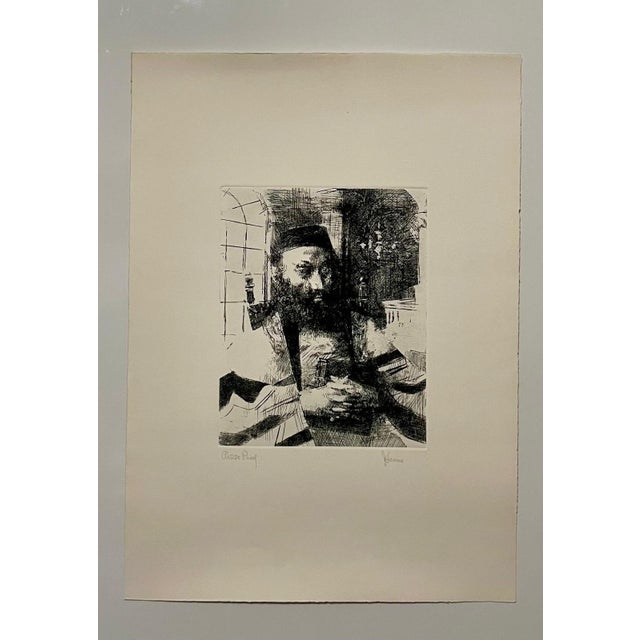 Realism Jack Levine, Jack Levine Modernist Wpa Artist Ashkenazi Rabbi Etching Judaica Jewish Print For Sale - Image 3 of 5