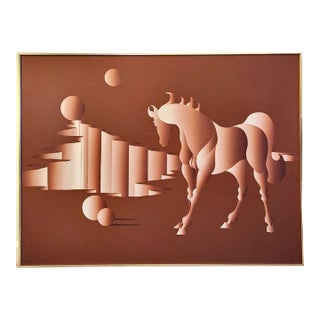"Stallion" - Mid Century Abstract Painting by Mario Grimaldi For Sale