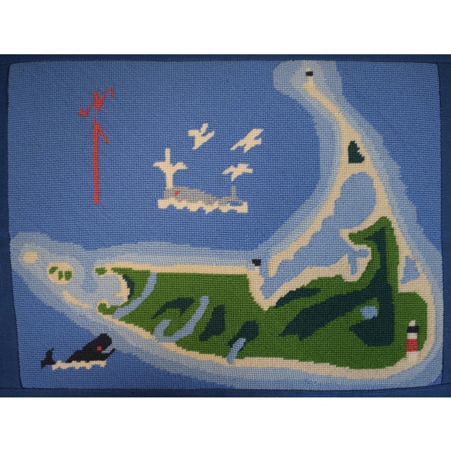 Traditional Hand Needlepoint Nantucket Island Pillow For Sale - Image 3 of 7