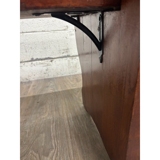 Antique American Gothic Revival 8 Ft Carved Solid Oak Church Pew For Sale - Image 9 of 12