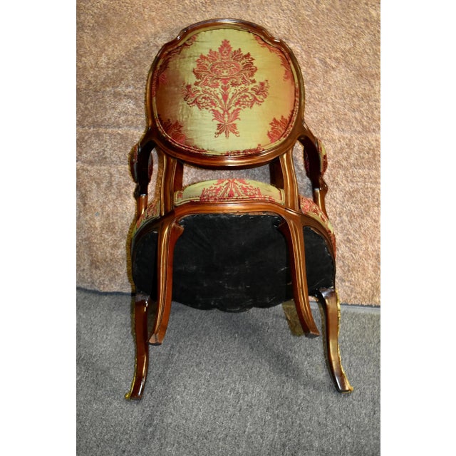 Vintage Italian Style Arm Accent Chair W/Brass Ormolu For Sale - Image 9 of 13
