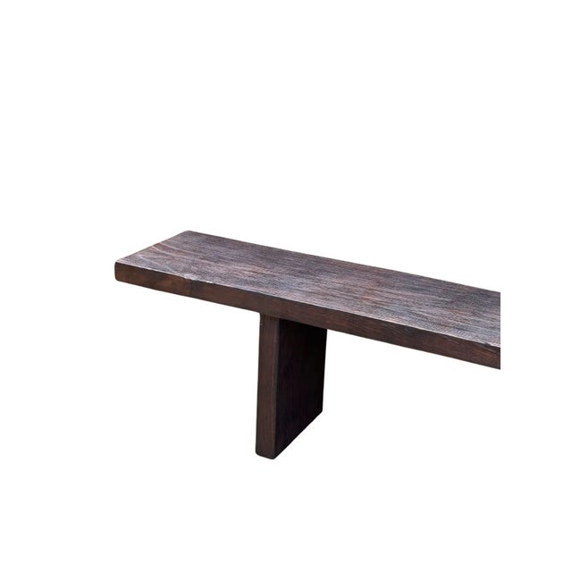 Sculptural Teak Wood Bench Modern Organic, Stunning Textures, Espresso Finish For Sale - Image 9 of 9