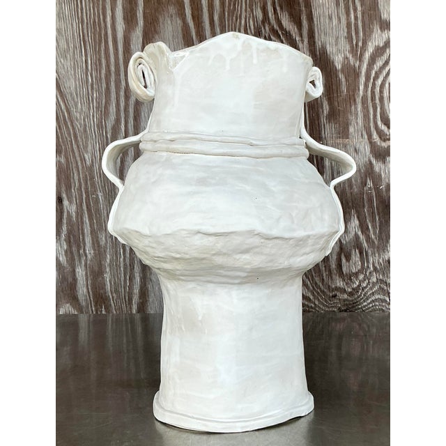 Vintage Boho Monumental Original Studio Pottery Vase For Sale - Image 10 of 11
