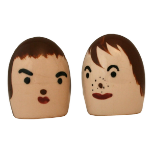 Vintage 1960s Napco Japan Hand Painted Egg Shaped Cartoon Head Salt & Pepper Shakers