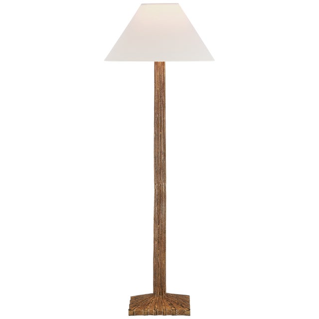 Transitional Chapman & Myers by Visual Comfort Signature Strie Buffet Lamp in Gilded Iron with Linen Shade For Sale - Image 3 of 3