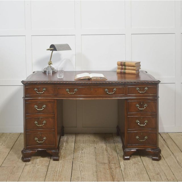 Mahogany Twin-Pedestal Desk, 1890s For Sale - Image 3 of 14