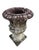 Stone Vintage Classical Cast Stone Garden Urn With Fleur-De-Lis Relief & Weathered Patina For Sale - Image 7 of 12