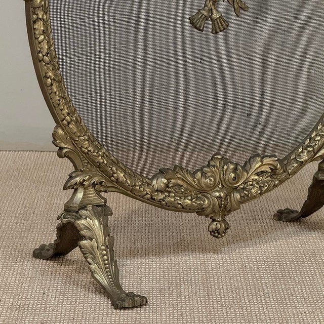 19th Century French Louis XVI Bronze Oval Firescreen For Sale - Image 10 of 18