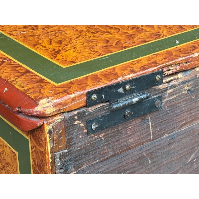 Brick Red 19th C. American Artisan Painted Mule Chest of Drawers For Sale - Image 8 of 18