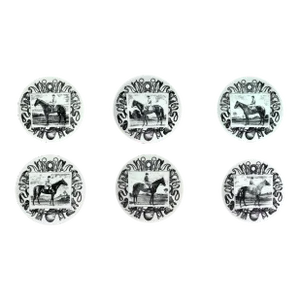 Piero Fornasetti Porcelain Race Horse Plates, Set of Six