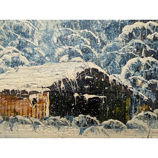 50's Vintage Winter Landscape Oil on Canvas For Sale - Image 4 of 8