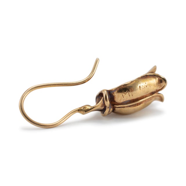 Vintage 14k Yellow Gold Open Floral Drop Earrings, A Pair For Sale - Image 4 of 5