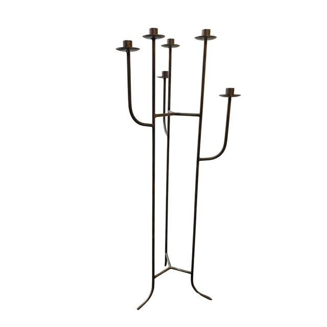 Mid-Century Modern Vintage Six-Light Iron Floor Candelabra For Sale - Image 3 of 5