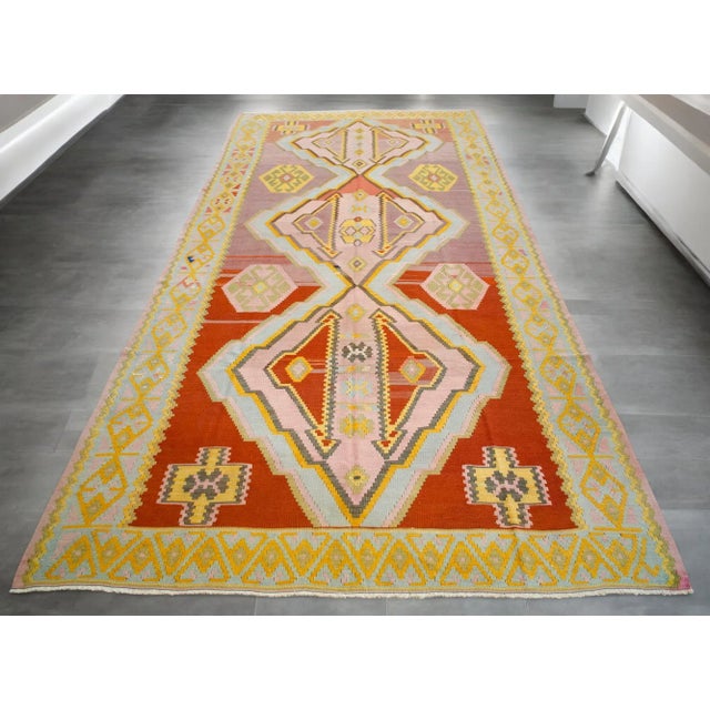 Tribal 1960s Vintage Rug, Handmade Large Runner, Turkish Kilim Rug - 6′6″ X 14′8″ For Sale - Image 3 of 11