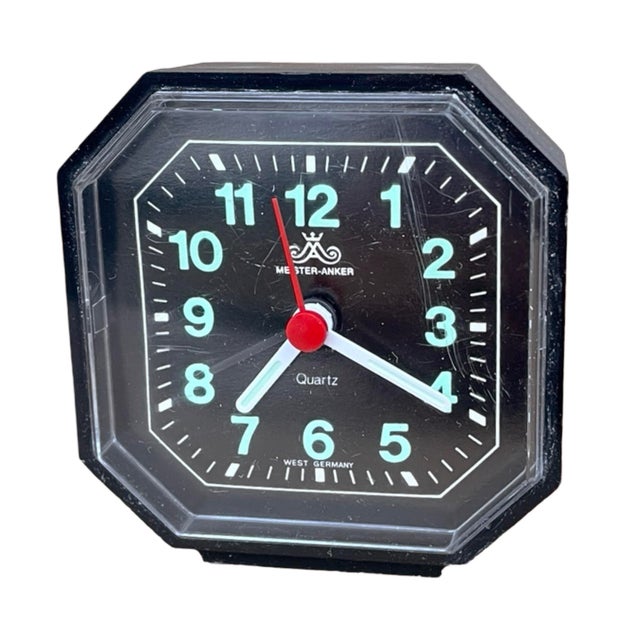 1970s Black, Pop Art, Quartz Alarm Clock Meister-Anker, Germany, 1970s For Sale - Image 5 of 9