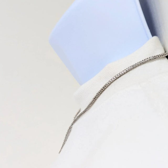 Contemporary White Diamond Round Tennis Necklace in 14K White Gold For Sale - Image 3 of 6