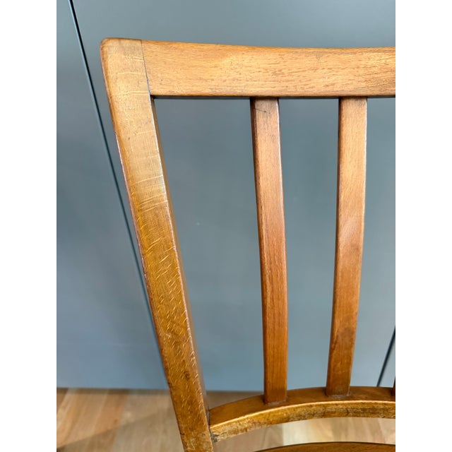 Wood Pair of Vintage Mid Century Wood and Leather Chairs For Sale - Image 7 of 12